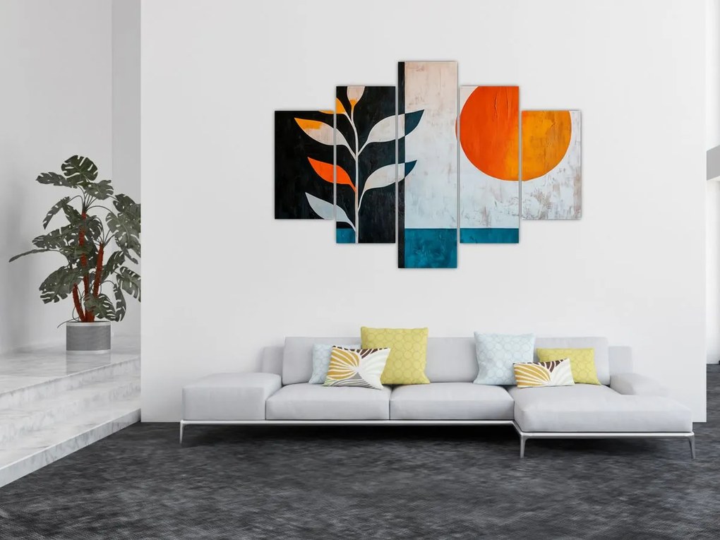 Tablou - Abstracție cu plantă și soare (150x105 cm)