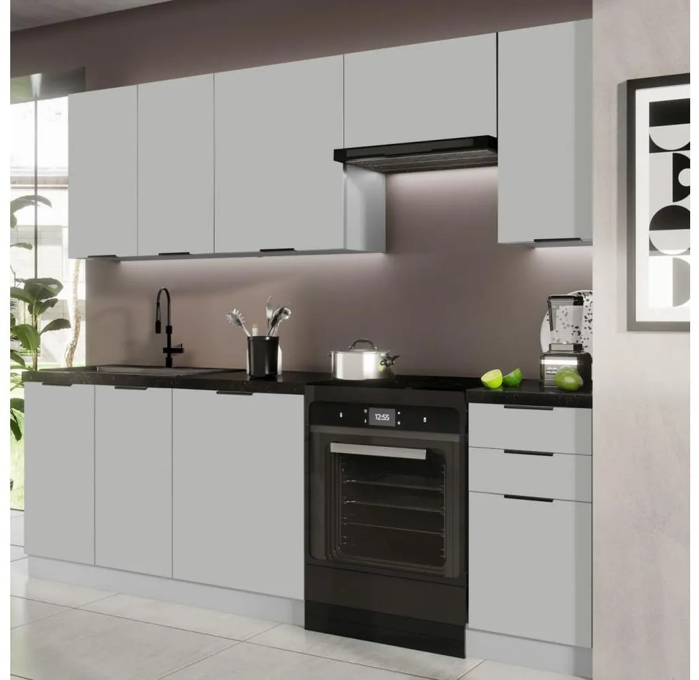 Set bucătărie PEARL, 240 cm, gri