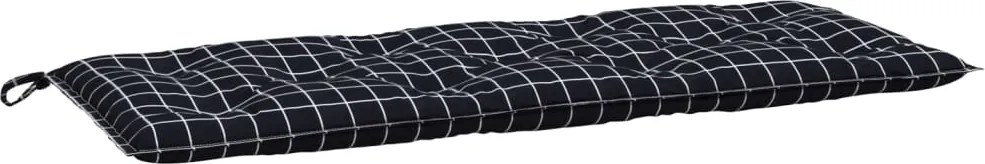 vidaXL Pernă bancă de grădină, negru carouri, 120x50x7 cm, textil