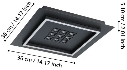 Plafonieră LED dimabilă Eglo 901192 BALAZOTE LED/21,4W/230V negru + telecomandă