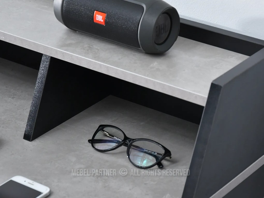 Masă PC Aspart (beton + negru). Promo -19%. 1109724