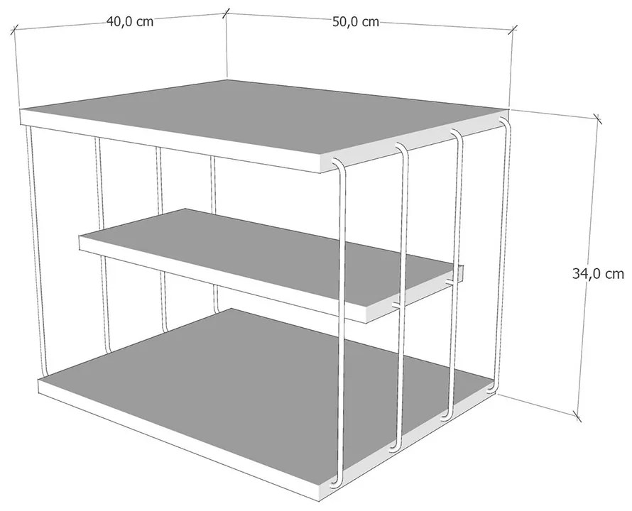 NOPTIERA JOE, 50X40X34 CM, ANTRACIT/NEGRU, CADRU METAL, PAL MELAMINAT 18 MM