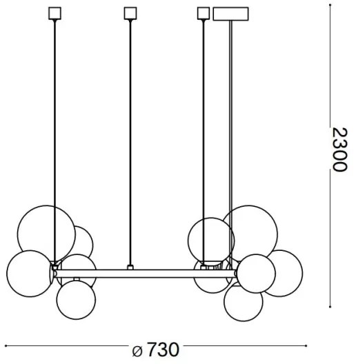 Ideal Lux - Candelabru LED suspendat pe cablu PERLAGE, 11xG9/3W/230V, Ø 73 cm, auriu/fumuriu
