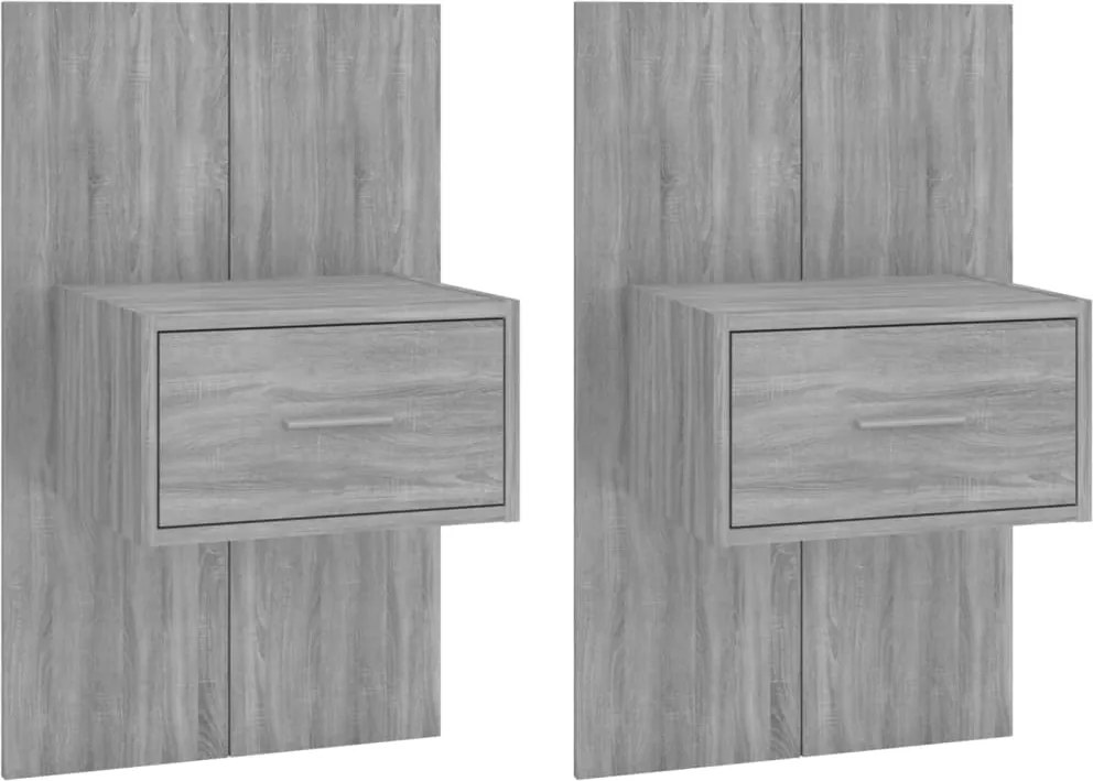 vidaXL Noptiere de perete, 2 buc., gri sonoma