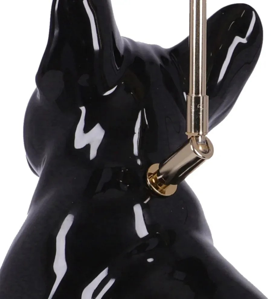 Lampa ceramica Bulldog Negru lucios h 35 cm