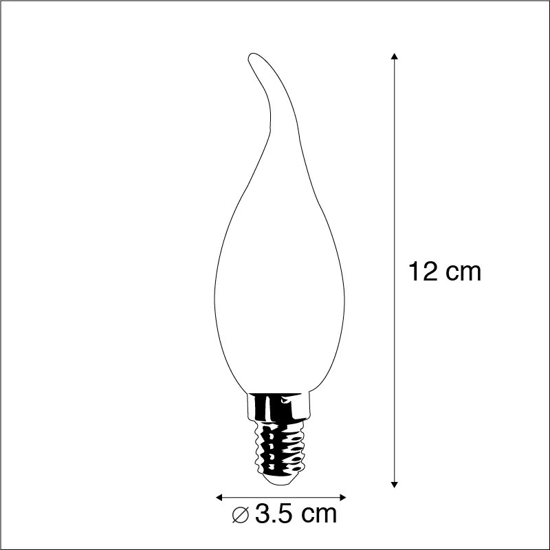 Set de 5 becuri cu filament LED E14 reglabile cu luminozitate F35 mat 3W