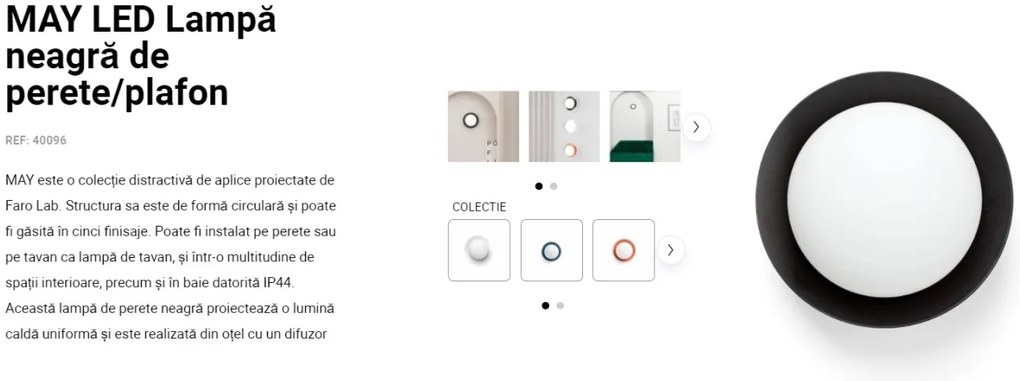 Mini Aplica LED de perete / tavan design modern IP44 MAY Black