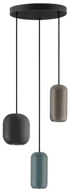 Lustra cu 3 pendule metal negru, maro, verde MARLIN