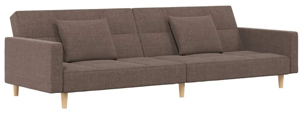 337437 vidaXL Canapea extensibilă cu 2 locuri, 2 perne, gri taupe, textil