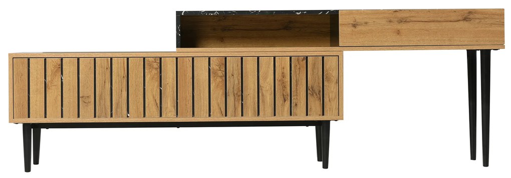 Comodă TV pentru living cu design unic, Culoare naturală | Aosom Romania