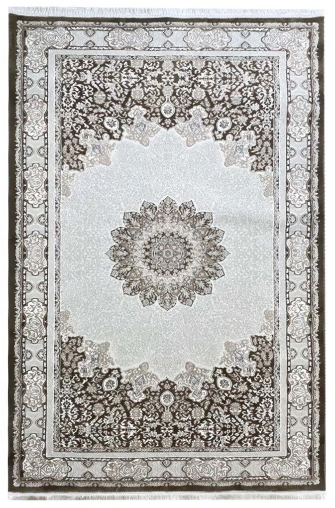 200x300 cm Covor living/dormitor, 70% Polyester și 30% Bumbac, Design Clasic Traditional, Maro, Densitate 2800 gr/m2