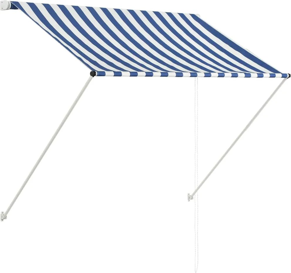 vidaXL Copertină retractabilă, albastru și alb, 150 x 150 cm