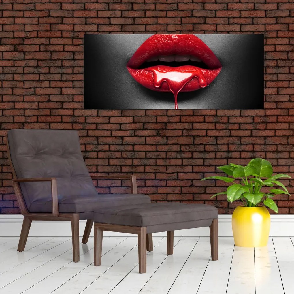 Tablou cu buze de femeie (120x50 cm)