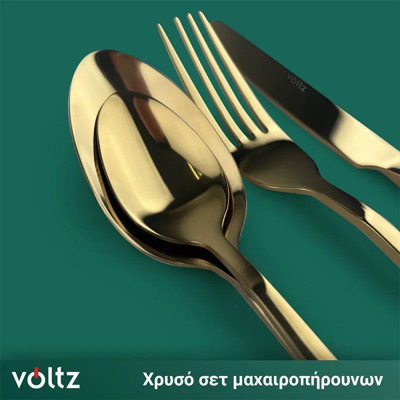 Set de tacamuri Voltz V51512AG24, 24 piese, Ambalaj servieta, Auriu