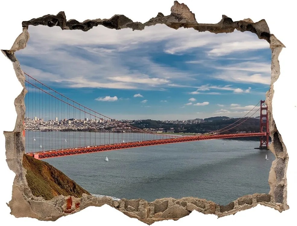 Fototapet 3D gaură în perete Podul din san francisco