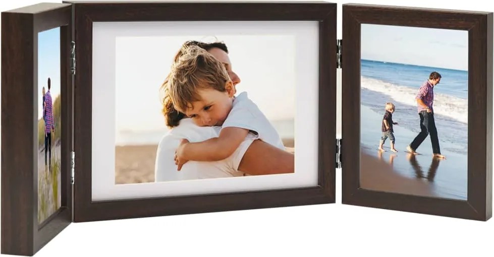 vidaXL Ramă foto triplă, colaj, maro închis, 22x15 cm+2x(10x15 cm)
