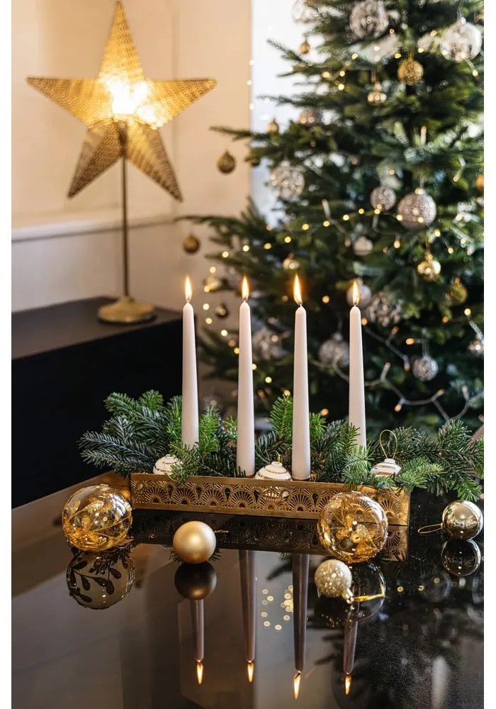 Set 3 globuri din ceramică cu detalii aurii pentru bradul de Crăciun Kähler Design Omaggio, alb