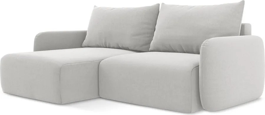 Colțar gri deschis extensibil/cu spațiu de depozitare cu tapițerie din catifea (cu colț pe partea stângă/cu șezlong) Kalena – Makamii