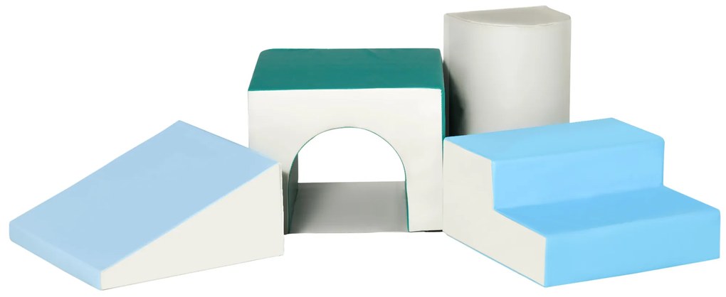 HOMCOM Set de 4 Blocuri Moi de Construcție pentru Copii, Joc Modulabil pentru Copii 1-3 Ani, 150x50x39 cm, Multicolor | Aosom Romania
