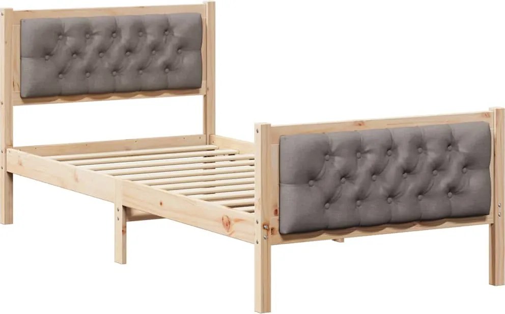 vidaXL Cadru de pat Gri taupe 90 x 190 cm Lemn de pin masiv