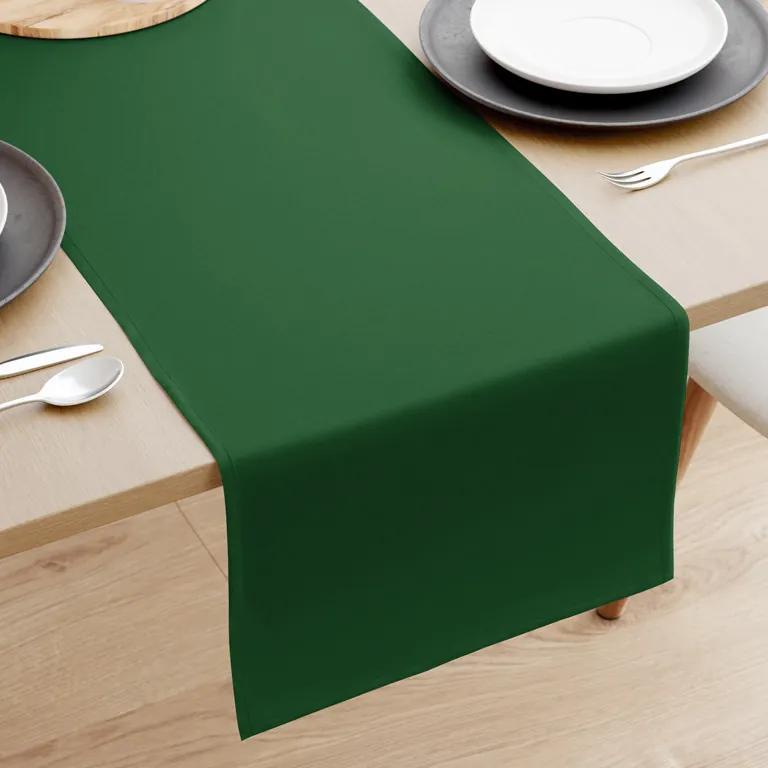 Goldea napron de masă din bumbac - verde închis 20x160 cm