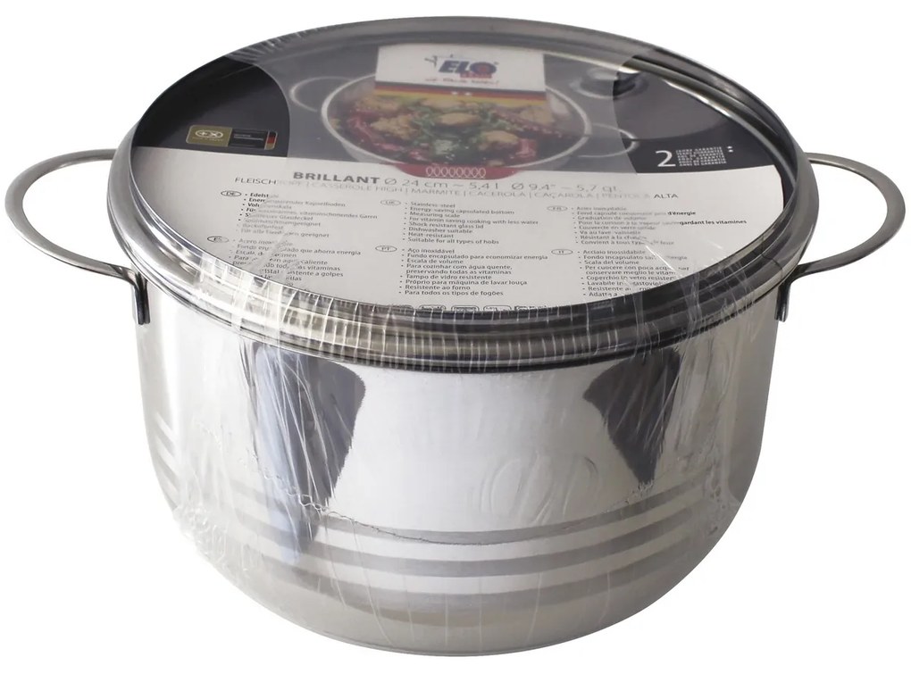 Elo 22224 Basic Oală din oțel inoxidabil Brillant 24 cm, 5,4 l, 5,4 l
