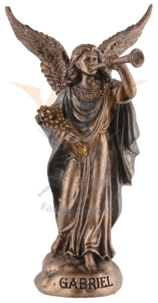 Mini statueta Arhanghelul Gabriel, vestitorul divin, finisaj bronz, 10 cm