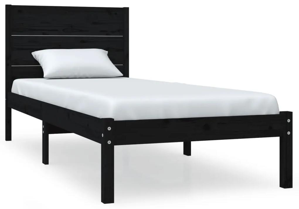 3104142 vidaXL Cadru de pat, negru, 90x200 cm, lemn masiv de pin