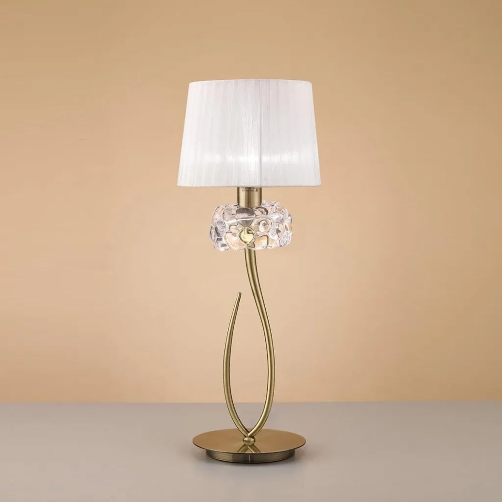 Veioza, Lampa de masa clasica LOEWE antique brass/ abajur alb