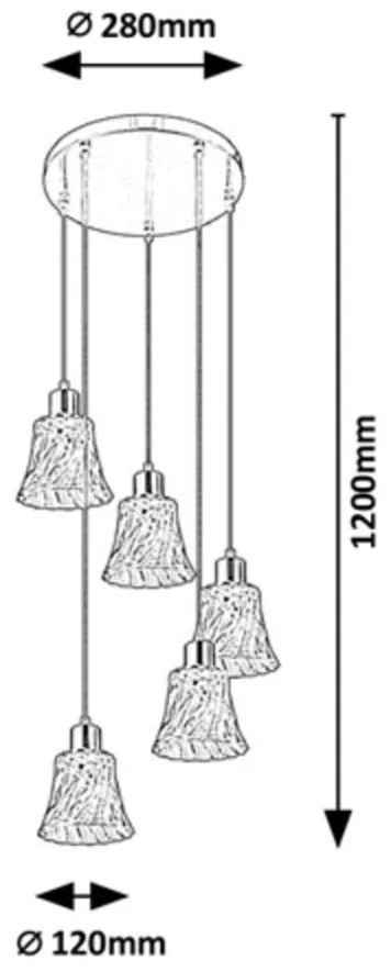 Lustra cu 5 pendule design clasic Hestia 5305 RX