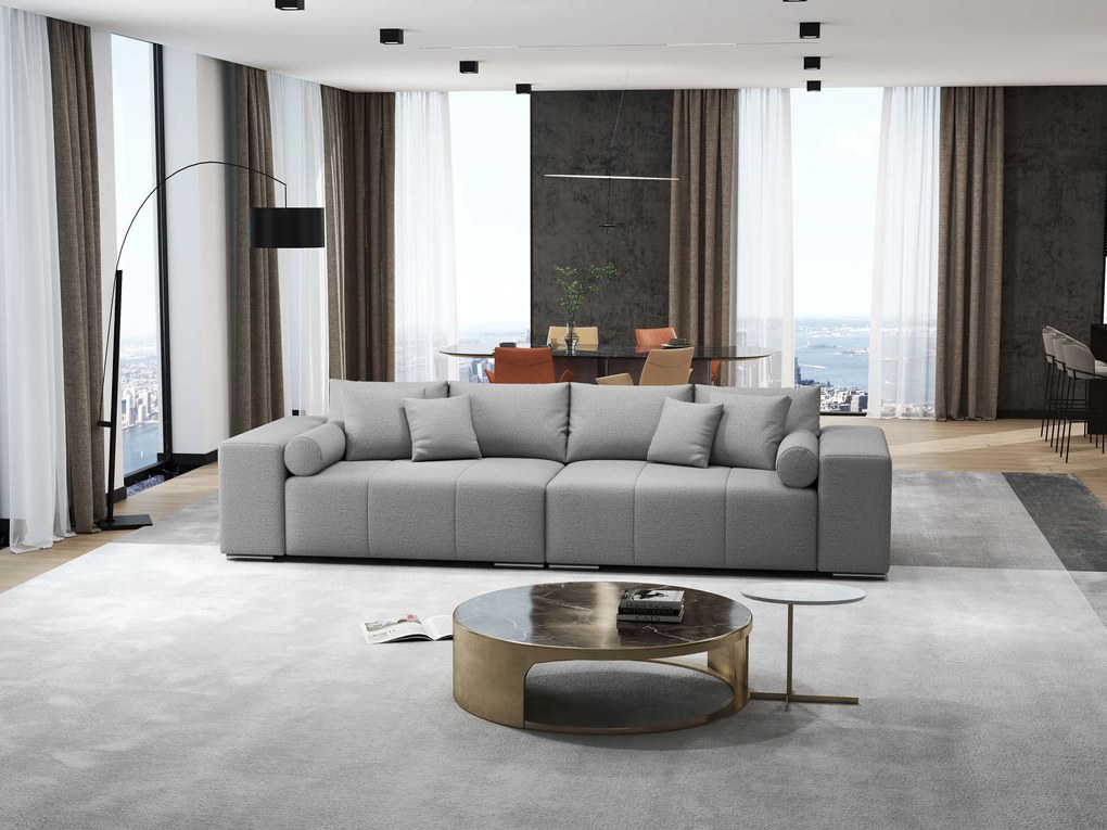 Canapea extensibilă dumonde cu ladă de depozitare si sezut confortabil din spuma high-density, Marbela Enjoy Grey XXL 295x100 cm