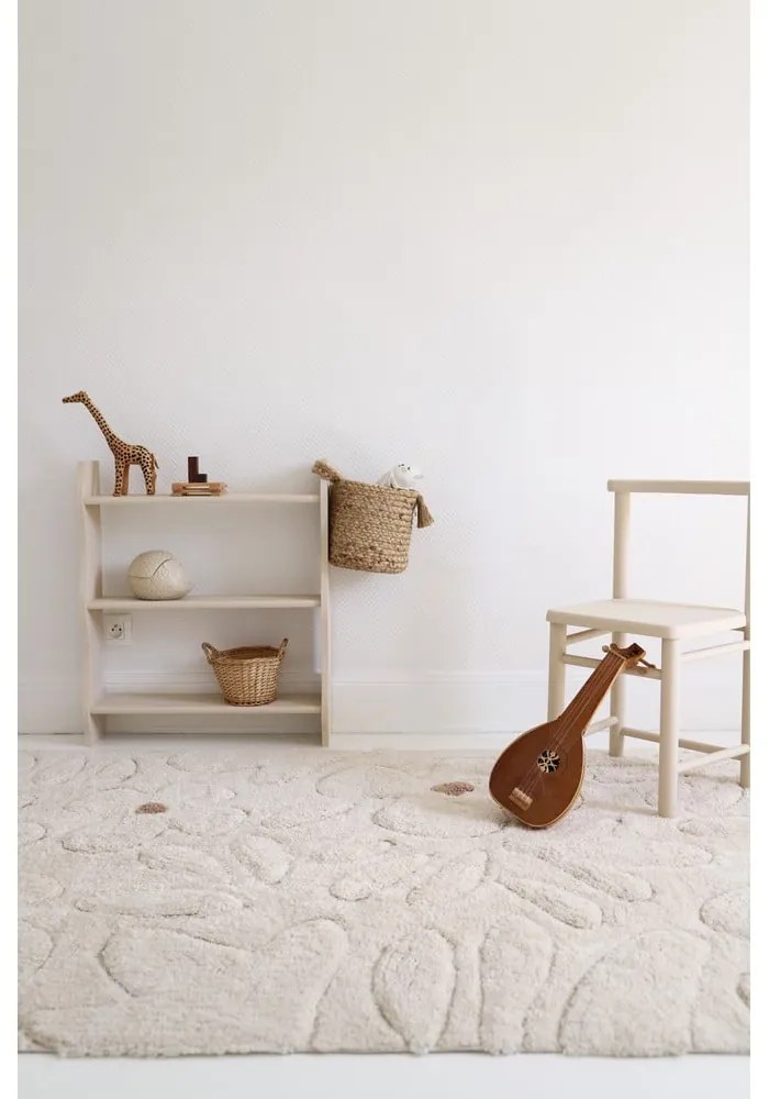 Covor pentru copii crem lavabil țesut manual din bumbac 120x180 cm Gentle Flora – Nattiot