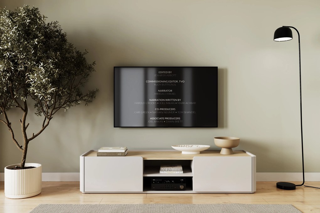 Comodă TV cu sertar Elivo 170 cm - cașmir / stejar uleiat