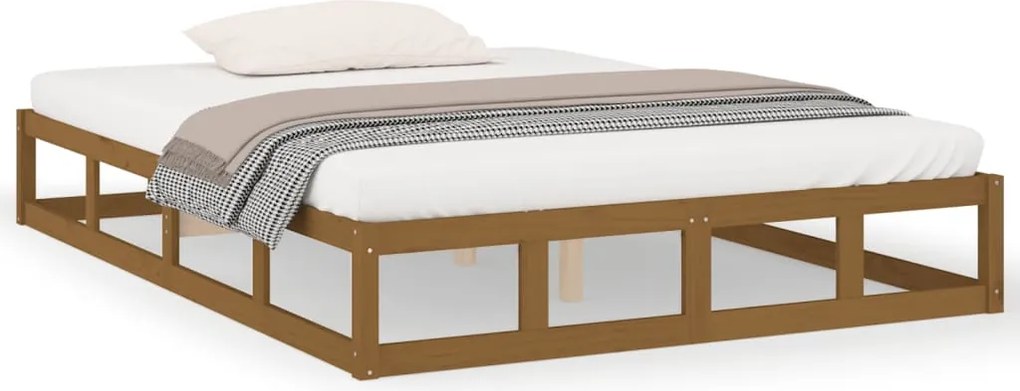 vidaXL Cadru de pat, maro miere, 200x200 cm, lemn masiv
