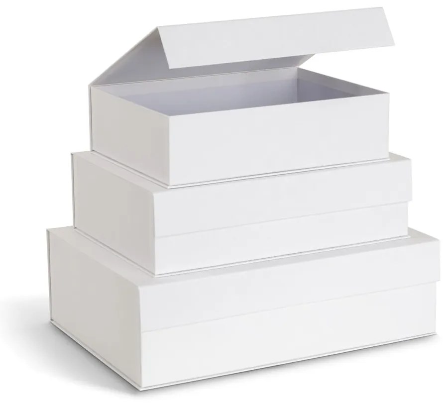 Cutii de depozitare albe 3 buc. din carton cu capac 42,5x29,5x13 cm Kian Paper Laminate – Bigso