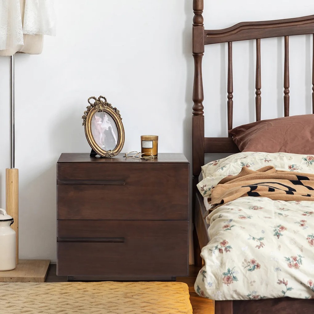 Noptieră stil Japandi cu finisaj nuc DEPRIMO 20496 - Eleganță și funcționalitate în dormitor by Deprimo