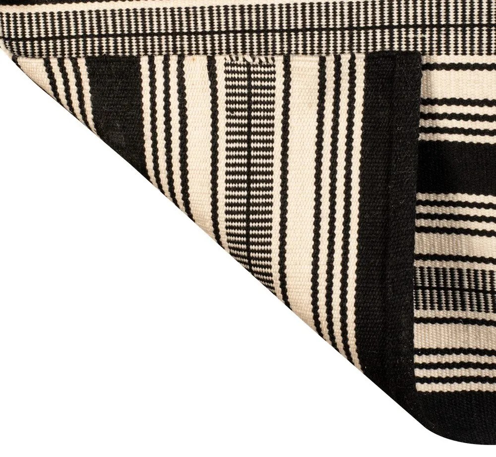 Covor reversibil pentru exterior din plastic reciclat Green Decore Zambezi, 80 x 180 cm, alb-negru