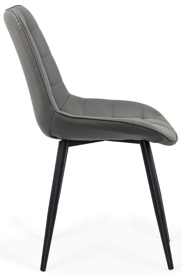 Scaun living gri BUC 206P din piele ecologică și cadru metalic vopsit