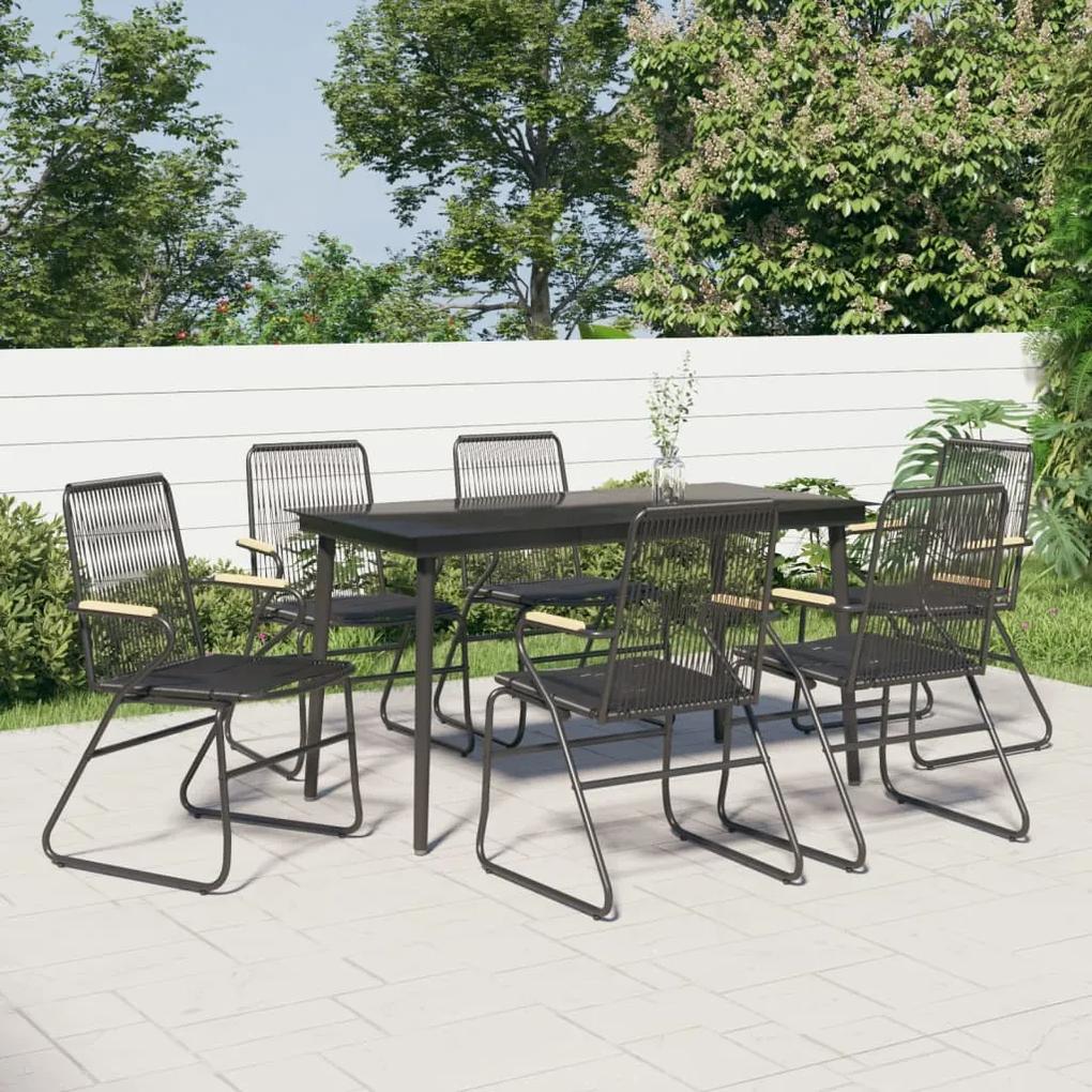 3099218 vidaXL Set mobilier de grădină, 7 piese, negru, ratan PVC