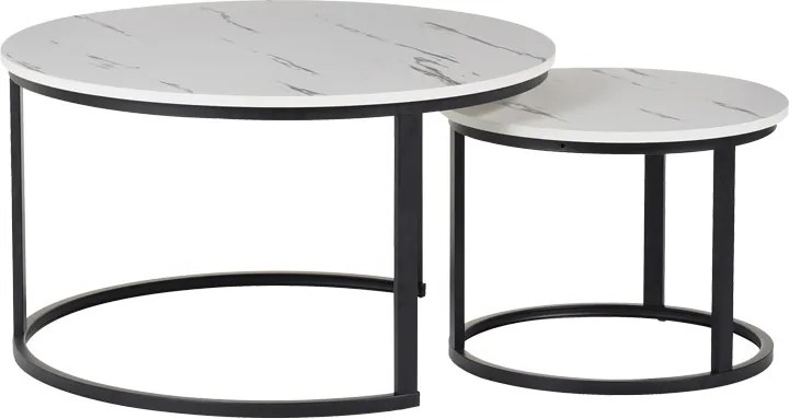 Set 2 Masute De Cafea Selmma PAL Finisaj Marmura Alba