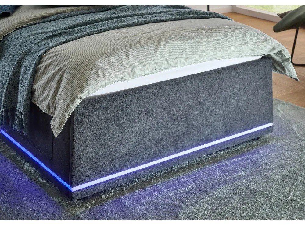 Pat pentru copii gri închis tapițat fără somieră 90x200 cm Circle – Meise Möbel