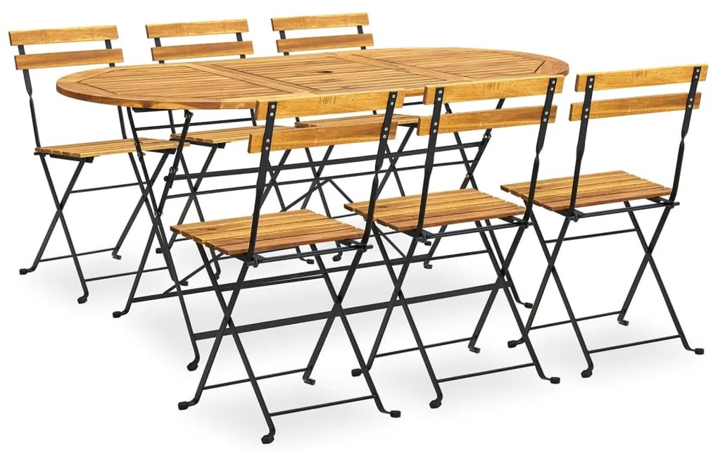 Set mobilier de exterior pliabil, 7 piese, lemn masiv de acacia