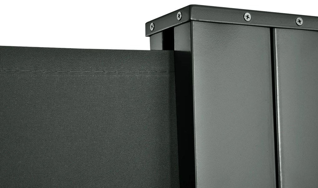 Outsunny Dublu Store lateral Panou de Confidențialitate paravan retractabil dim. 6L x 1,80H m Poliester Anti-UV Gri | Aosom Romania