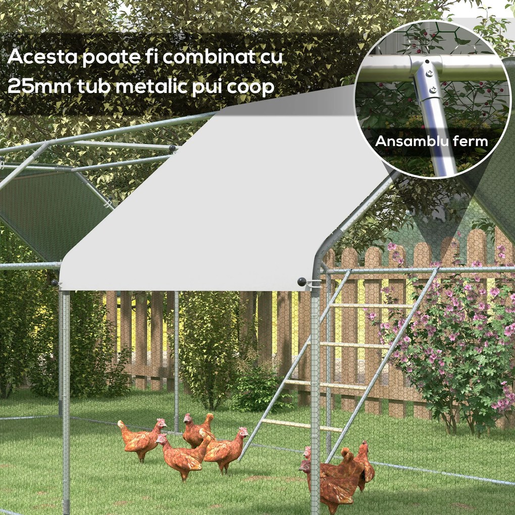 PawHut Suport pentru Găini pe 4 Niveluri, Posatoiu din Lemn și Oțel Galvanizat, Scară pentru Coteț, 4-6 Găini, 140x86x2,5 cm, Lemn Natural | Aosom Romania