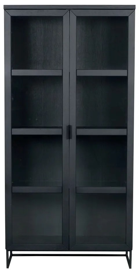 Vitrină neagră din lemn masiv de stejar 95x195 cm Everett - Rowico