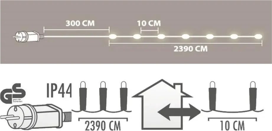 Sir de lumini 240 LED exterior/interior 23,9 m, alb