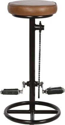 Scaun inalt de bar din piele naturala si metal, stil industrial ,"Rotor"