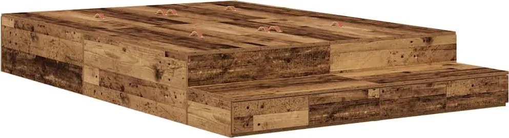 vidaXL Cadru de pat cu depozitare Lemn Vechi 150 cm Lemn compozit