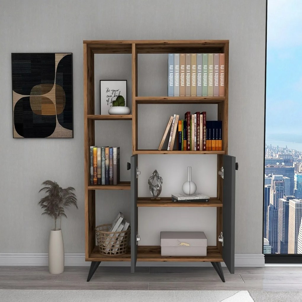 Bibliotecă Meldan Anthracite and Walnut