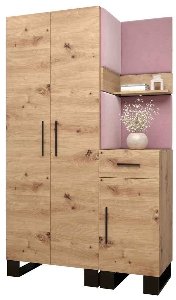 Set mobilier pentru hol Amanda 6 (Stejar artisan + roz). 1085903